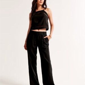 A&F Abercrombie Sloane Low Rise Tailored Linen-Blend Pant NWT